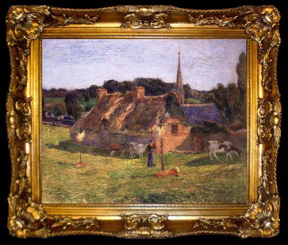 framed  Paul Gauguin The Field of Lolichon and the Church of Pont-Aven, ta009-2